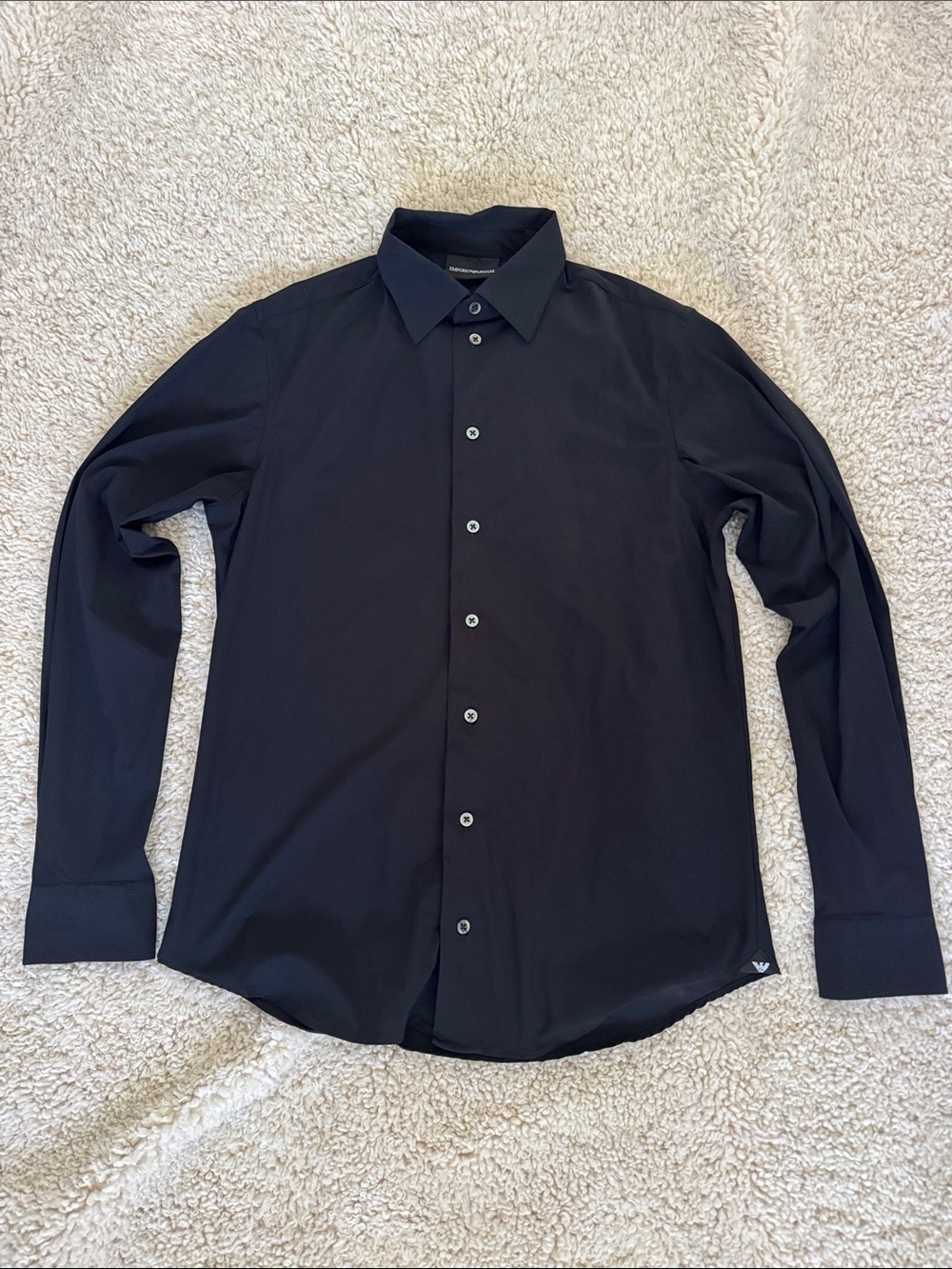 Emporio Armani Men's Black Button-Down Dress Shirt